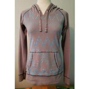 Rock & Roll Cowgirl Grey and Blue Aztec Hoodie - S
